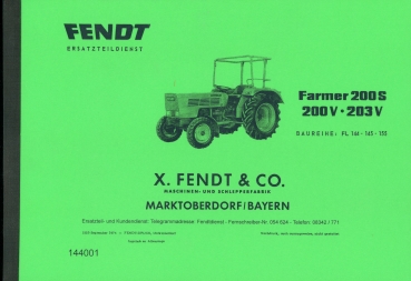 Ersatzteilliste für Fendt Typ Farmer 200S, 200V, 203V